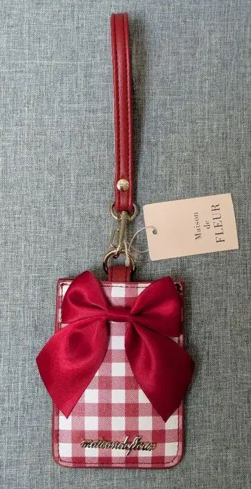 미사용 Maison de FLEUR 깅엄 체크 카드 케이스