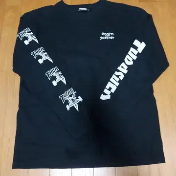 THRASHER 트레셔 긴팔 티셔츠 소매 프린팅 블랙