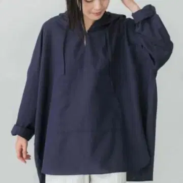 카구레 Kagure 코튼 린넨 후드티 네이비