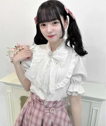 ROJITA 레이시 리본 반팔 블라우스