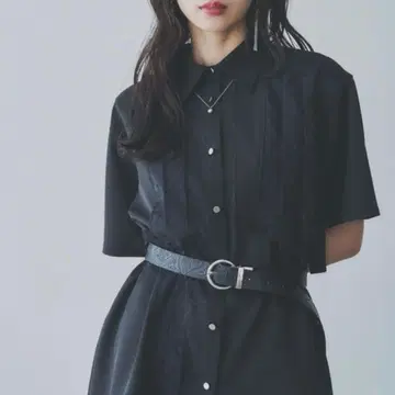 HARE 자카드 언밸런스 플리츠 셔츠