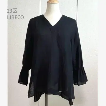23구 x LIBECO V넥 린넨 풀오버 블라우스 블랙