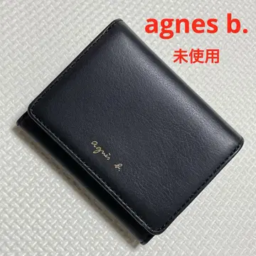 미사용 agnes b. 가죽 3단 지갑 블랙 미니 지갑