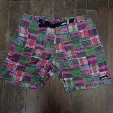 카부 KAVU 단종 패치워크 & 체크 무늬 클라이밍 숏팬츠 XL 새상품급