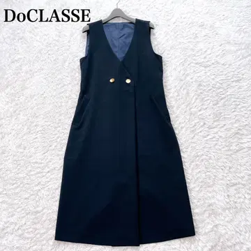새상품급 Do CLASSE 두클라쎄 롱 원피스 골드 버튼 네이비 M