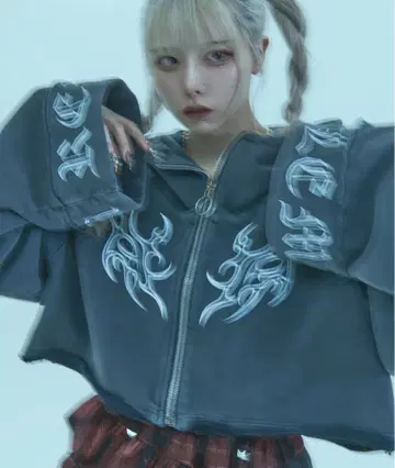 [ REFLEM ] 크롭 혼 집업 후디