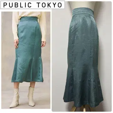 PUBLIC TOKYO 슬라브 새틴 머메이드 스커트