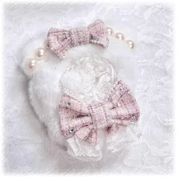 인형 옷 10cm~11cm 핑크 트위드 곰돌이 귀