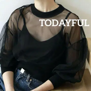 [TODAYFUL 투데이풀] 튤 리브 블라우스 상의 블랙