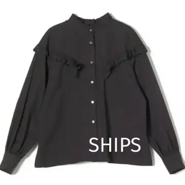 ships 쉽스 프릴 2WAY 롱 슬리브 블라우스 블랙