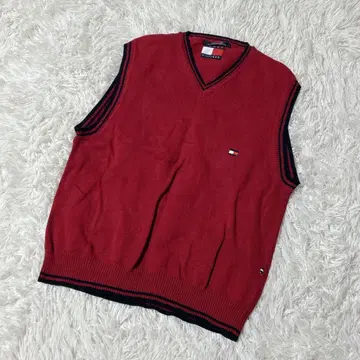[ c5743 ] 새상품급 TOMMY HILFIGER 베스트 보르도