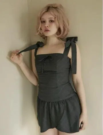[정품] Andmary Rojina ribbon dress Grey