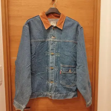 HOUSTON 데님 자켓 XL G 자켓 옷깃 코듀로이 90년대 구제 의류