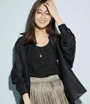 PLST 플라스테 시어 볼륨 슬리브 셔츠 M 블랙 검정