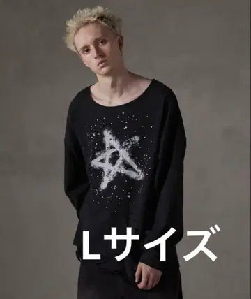 GRANCY 큐빅 디자인 그래픽 데미지 롱T 블랙