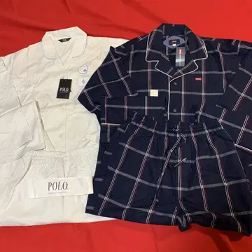 POLO 화이트 & EDWIN 체크 무늬 나이트 웨어 L 사이즈 택 포함