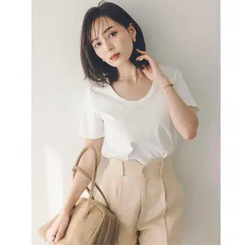 아뉴앙스 anuans 실크 터치 코튼 U넥 티셔츠