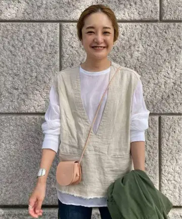 시너리 린넨 베스트 베이지
