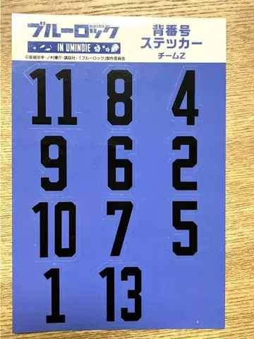 107 블루 록 바닷가 등번호 스티커 팀 Z