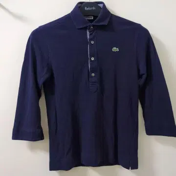LACOSTE 네이비 피케 셔츠 7부 소매 사이즈 2