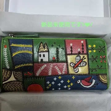 새상품 호코모모라 천연 가죽 장지갑 그린