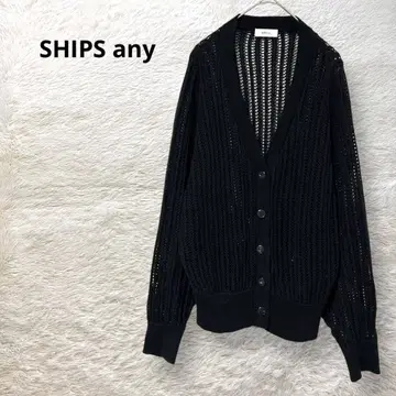 SHIPS any 가디건 긴팔 돌먼 슬리브 린넨 혼방 얇은 소재 블랙 F