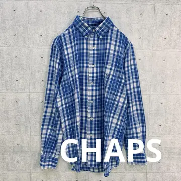 t0055 CHAPS 챕스 긴팔 셔츠 파랑 화이트 체크 M