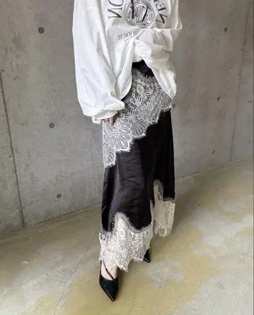 enny 아시메 레이스 새틴 스커트