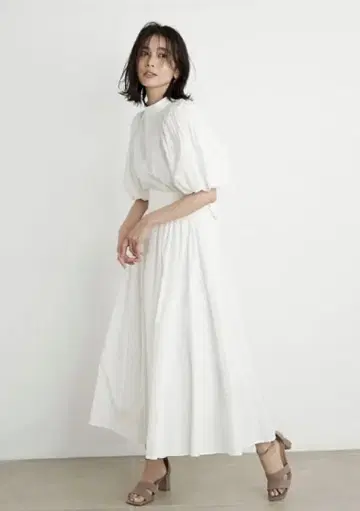 SNIDEL 화이트 롱 스커트 리본 포함