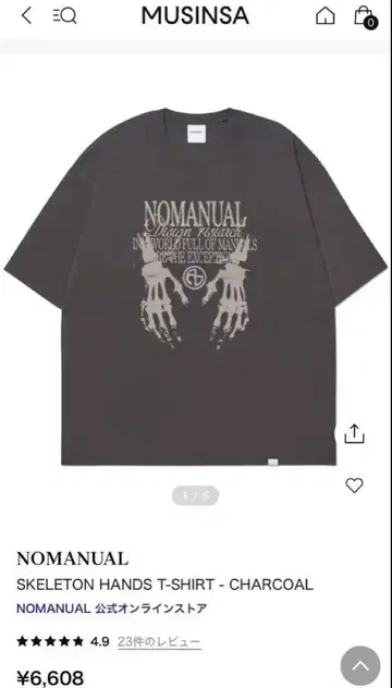 NOMANUAL SKELETON HANDS T-SHIRT -
