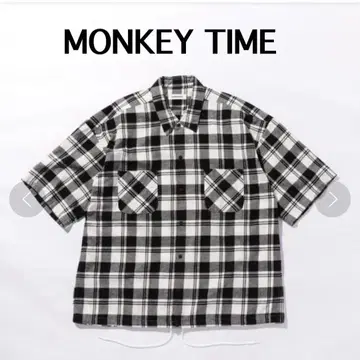 MONKEY TIME 체크 셔츠 반팔 셔츠 상의 셔츠 자켓