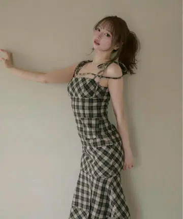 andmary 앤드마리 Cecily check long dress