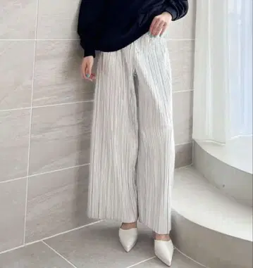 GYDA foil 플리츠 와이드 팬츠 실버