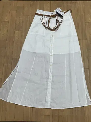 띠어리 린넨 맥시 스커트 화이트 새상품 사이즈 2