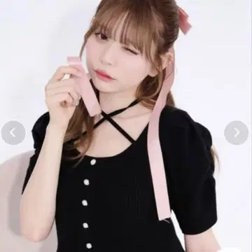 [ French Girly Collection ] 크로스 끈 페플럼 니트