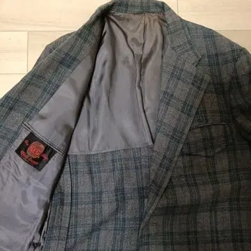 파랑 그레이 계열 체크 테일러드 자켓 60년대