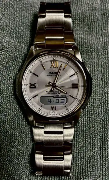 CASIO 아날로그 디지털 시계 실버