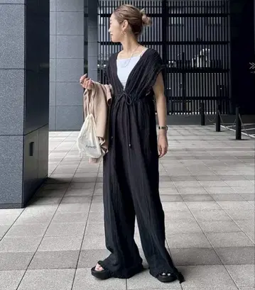 차오패닉 티피 거즈 셔링 올인원