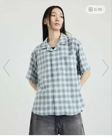 City Ambient Products 오픈 카라 옴브레 체크 셔츠