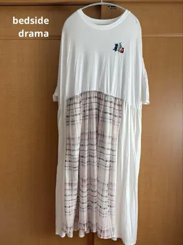 bedsidedrama 반팔 롱 원피스 체크 무늬