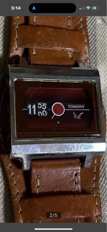 TOMONY 디지털 시계 브라운 가죽 GOGO 벨트 수동 와인딩
