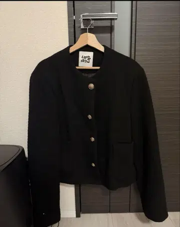 ALUDE 노카라 자켓 블랙 숏 기장