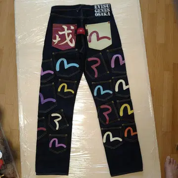 EVISU 컬러풀 포켓 데님 팬츠 에비수 메니 포켓