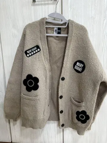 MARY QUANT 와펜 샤기 니트 가디건