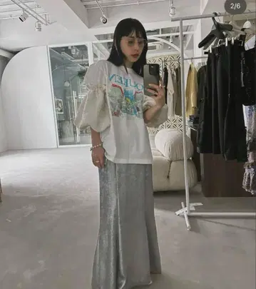 Ameri METALLIC MERMAID SKIRT 스커트 실버