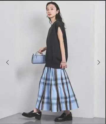 UNITED ARROWS 샴브레이 타프타 플리츠 스커트 타프타 스커트