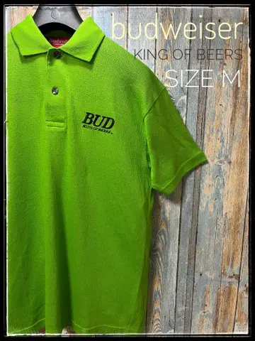 Budweiser 형광 그린 피케 셔츠 SIZE M