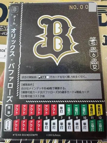 오릭스 버팔로즈 드림오더 팀 카드 시리얼 한 자릿수 프로모