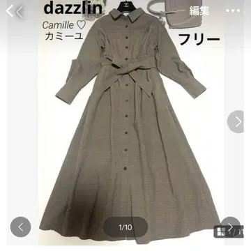 [새상품급] dazzlin 더즐린 롱 원피스 체크 리본 셔츠 가을