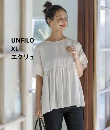 UNFILO 빈티지 시어 개더 페플럼 블라우스 XL UNFILO 냉감